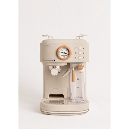 Create Thera Retro Pro Cafetera Express Semiautomática Depósito Café Molido1250W Beige