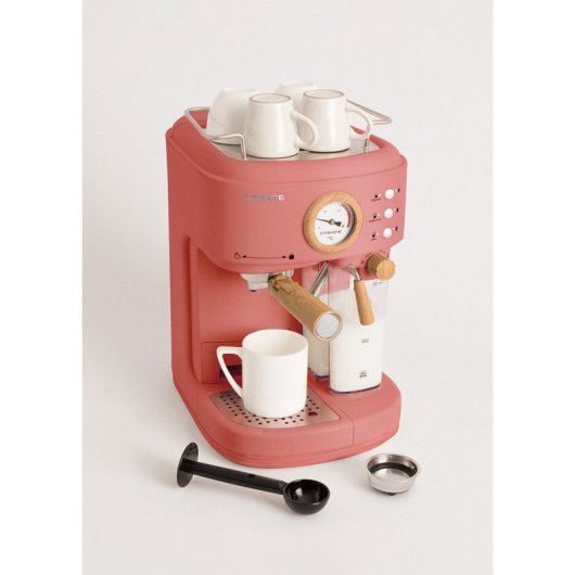 Create Thera Retro Pro Cafetera Express Semiautomática Depósito Café Molido 1250W Naranja
