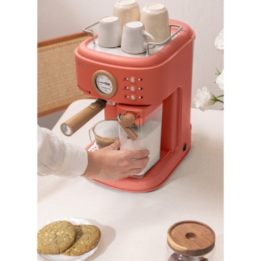 Create Thera Retro Pro Cafetera Express Semiautomática Depósito Café Molido 1250W Naranja