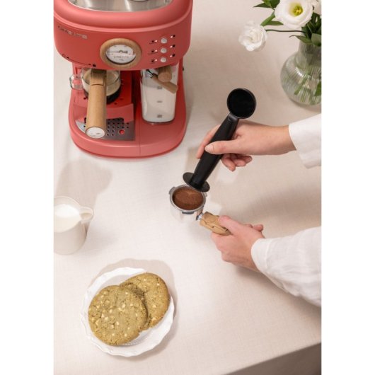 Create Thera Retro Pro Cafetera Express Semiautomática Depósito Café Molido 1250W Naranja