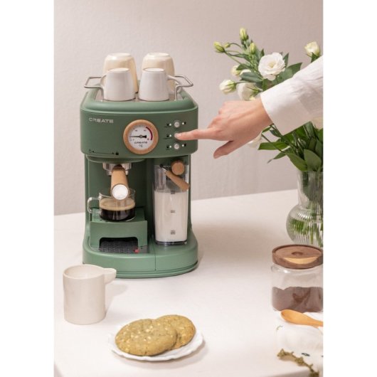 Create Thera Retro Pro Cafetera Express Semiautomática Café Molido Depósito 1250W Verde
