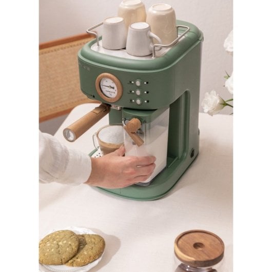 Create Thera Retro Pro Cafetera Express Semiautomática Café Molido Depósito 1250W Verde