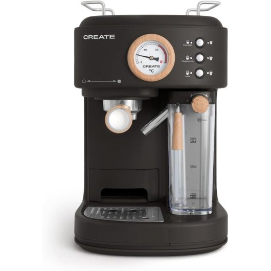 Create Thera Retro Pro Cafetera Express Semiautomática Café Molido Depósito 1250W Negro
