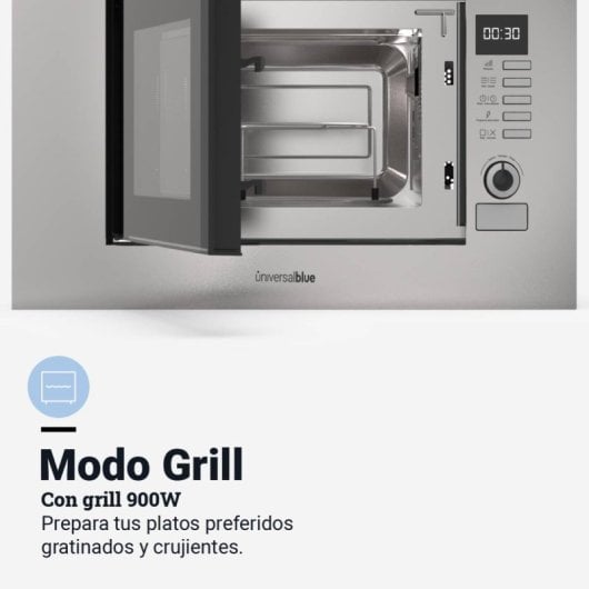 Universal Blue Speedybake Plus 6120W Microondas Integrable Con Grill 20 Litros Inox