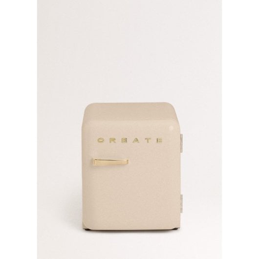 Crreate Fridge Retro Mini Frigorífico De Estilo Retro 48L F Beige