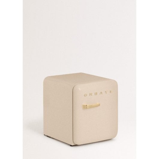 Crreate Fridge Retro Mini Frigorífico De Estilo Retro 48L F Beige
