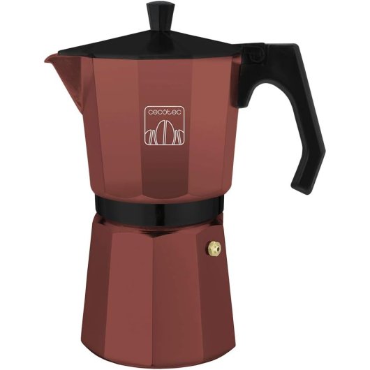 Cafetera Italiana Cecotec Mokclassic 900 Garnet 9 tazas 450ml aluminio filtro inox mango termorresistente