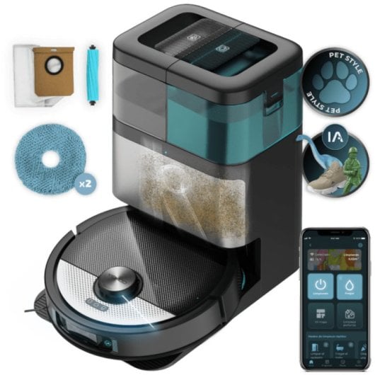 Robot Aspirador Cecotec Conga 16090 AI SpinArm Home&Wash con base autovaciado y mopas giratorias
