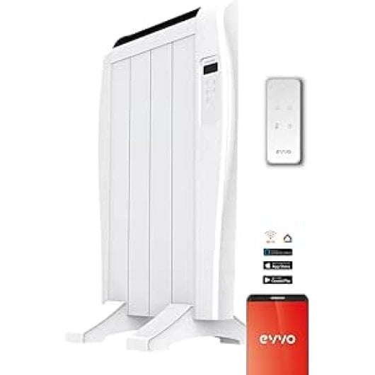 Radiador Eléctrico Evvo Home C4 600W compacto con WiFi, control remoto y temporizador