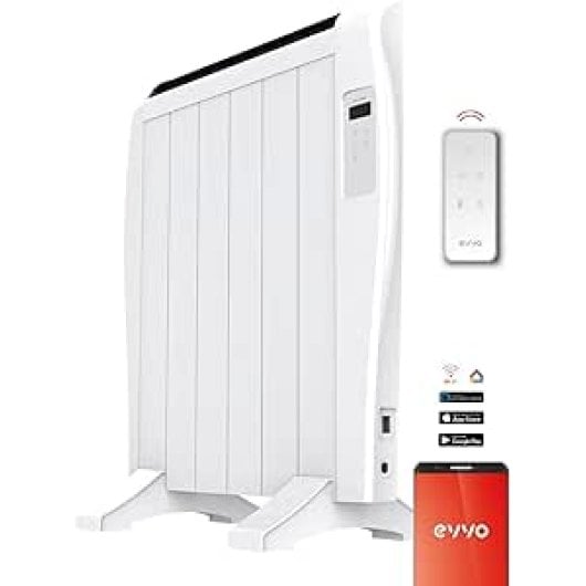 Radiador Eléctrico Evvo Home C6 900W compacto con control WiFi, voz y bloqueo infantil
