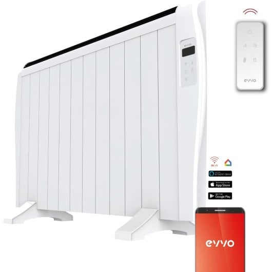 Radiador Eléctrico EVVO C12 2000W para 26m² WiFi control remoto Alexa temporizador seguridad