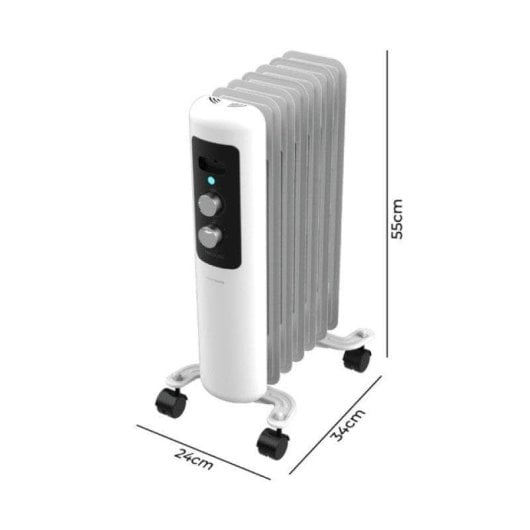 Radiateur à Huile Cecotec ReadyWarm 750 Space White 1500W 7 Éléments Sécurité Antibasculement