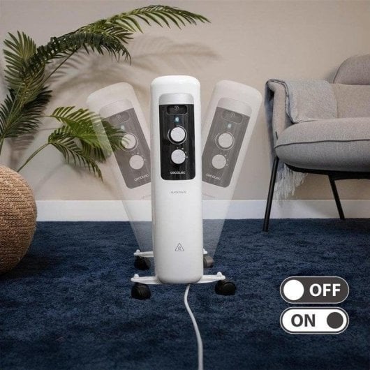 Radiateur à Huile Cecotec ReadyWarm 750 Space White 1500W 7 Éléments Sécurité Antibasculement