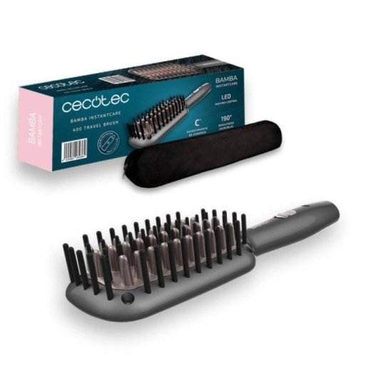 Cepillo alisador Cecotec Bamba InstantCare 400 Travel Brush cerámica turmalina 190º base 360° compacto