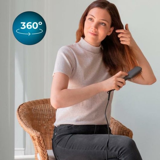 Cepillo alisador Cecotec Bamba InstantCare 400 Travel Brush cerámica turmalina 190º base 360° compacto