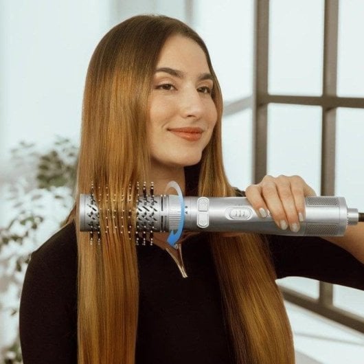 Modelador de Cabelo Automático Cecotec CeramicCare 6in1 Gyro Cerâmico 6 Acessórios 1100W Preto