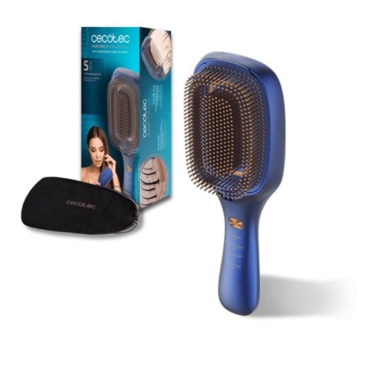 Escova revitalizante Cecotec HairCare Revitalize Blue com tecnologias de iões negativos e massagem EMS.