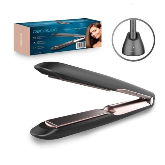 Plancha de pelo Cecotec Liberty Pro inalámbrica, 40 min autonomía, 220ºC, cerámica, base de carga