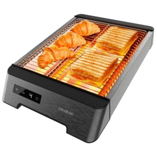 Grille-pain horizontal Cecotec NiceSlice Touch 2 tranches 1000 W 6 niveaux Ramasse-miettes Noir et inox