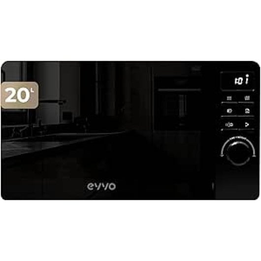 Microondas Evvo M20 Black 20L 800W Grill Puerta Espejo Display Digital