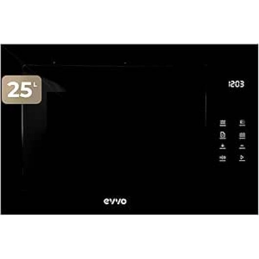 Microondas Evvo Home Mi45 Glass Bl 25L 1200W Grill Acabado Negro Cristal 8 Funciones