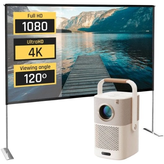 Yaber T2 Plus  + iggual Pantalla Exterior Portable 100" 221x124 cm
