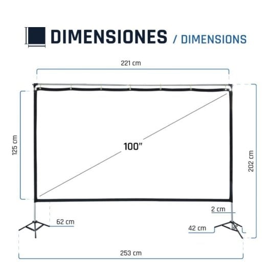 Yaber T2 Plus  + iggual Pantalla Exterior Portable 100" 221x124 cm