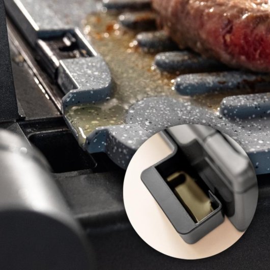 Parrilla eléctrica Cecotec Rock?n?Grill Bistro 2400W Smokeless, Placas RockStone, Sonda, LED Táctil