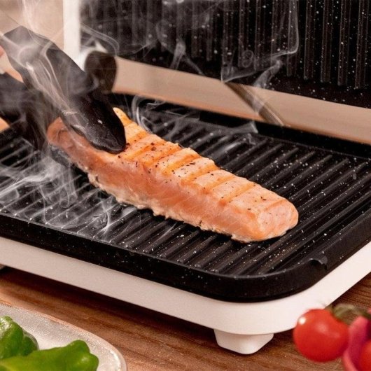 Parrilla eléctrica Cecotec Rock?nGrill 1200 Wood 1300W Revestimiento Piedra RockStone Asa Madera