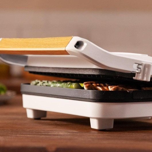 Parrilla eléctrica Cecotec Rock?nGrill 1200 Wood 1300W Revestimiento Piedra RockStone Asa Madera