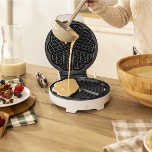 Gaufrier rond Cecotec Fun Gofrestone 1000 W en acier inoxydable avec plaque antiadhésive de 19 cm
