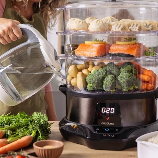 Vaporera Cecotec Vapovita 3000 Pro 1000W Control Digital 1L Capacidad Acero Inoxidable