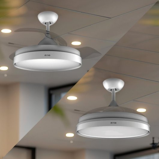 Ventilador de Techo Evvo Home V450 Invisible 40W Blanco LED 6 Velocidades Aspas Retráctiles