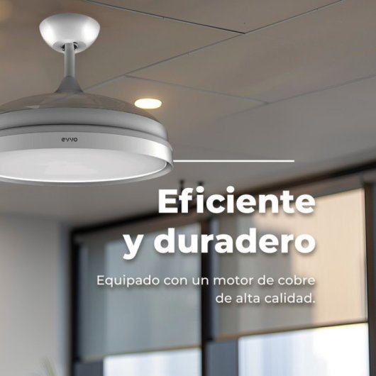 Ventilador de Techo Evvo Home V450 Invisible 40W Blanco LED 6 Velocidades Aspas Retráctiles
