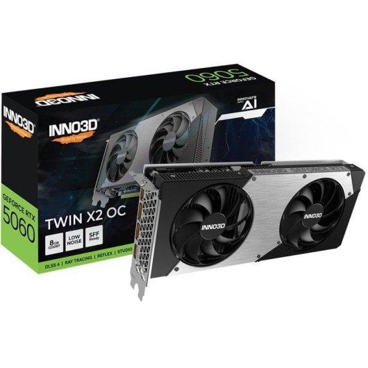 Carte Graphique Inno3D GeForce RTX 5060 TWIN X2 OC 8GB GDDR7 Reflex 2 RTX AI DLSS4
