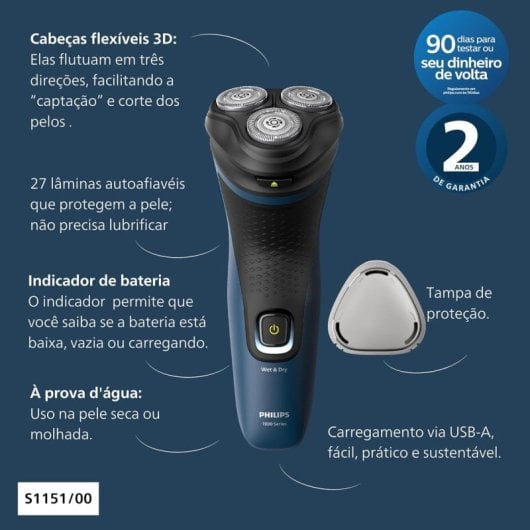 Philips S1151/00 Série 1000 Máquina de Barbear Elétrica + Oral-B Vitality Pro Escova de Dentes Elétrica