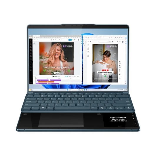 Lenovo Yoga Book 9 13IMU9 Intel Core Ultra 7 155U Hybride (2-en-1) 33,8 cm (13.3") Écran tactile 2.8K 32 Go LPDDR5x-SDRAM 1 To SSD Wi-Fi 6E (802.11ax) Windows 11 Home Italien Bleu