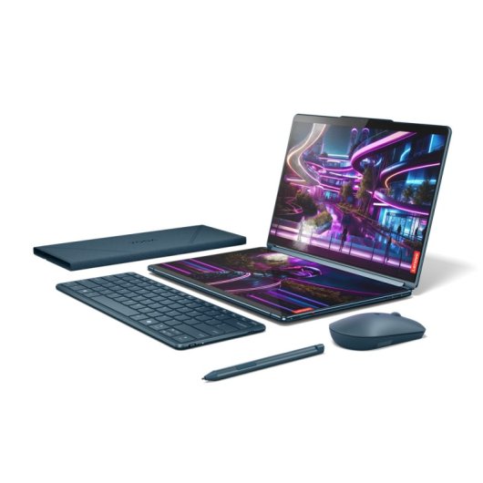 Lenovo Yoga Book 9 13IMU9 Intel Core Ultra 7 155U Hybride (2-en-1) 33,8 cm (13.3") Écran tactile 2.8K 32 Go LPDDR5x-SDRAM 1 To SSD Wi-Fi 6E (802.11ax) Windows 11 Home Italien Bleu