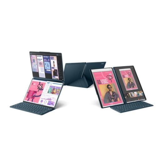 Lenovo Yoga Book 9 13IMU9 Intel Core Ultra 7 155U Hybride (2-en-1) 33,8 cm (13.3") Écran tactile 2.8K 32 Go LPDDR5x-SDRAM 1 To SSD Wi-Fi 6E (802.11ax) Windows 11 Home Italien Bleu