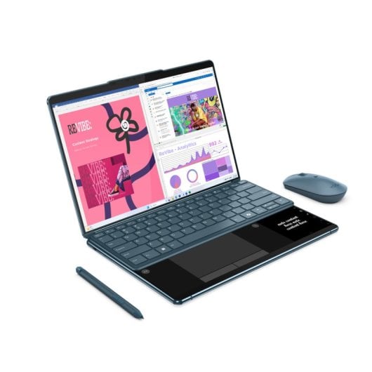 Lenovo Yoga Book 9 13IMU9 Intel Core Ultra 7 155U Hybride (2-en-1) 33,8 cm (13.3") Écran tactile 2.8K 32 Go LPDDR5x-SDRAM 1 To SSD Wi-Fi 6E (802.11ax) Windows 11 Home Italien Bleu