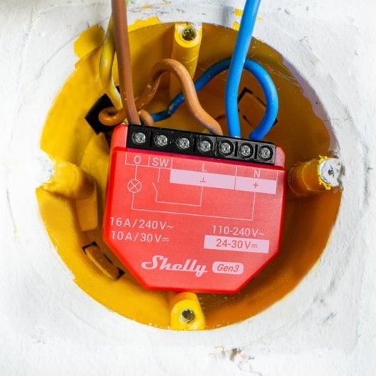 Interruptor inteligente Shelly Bluetooth 30m/2.4GHz Wi-Fi 16A Rojo Montaje en Pared