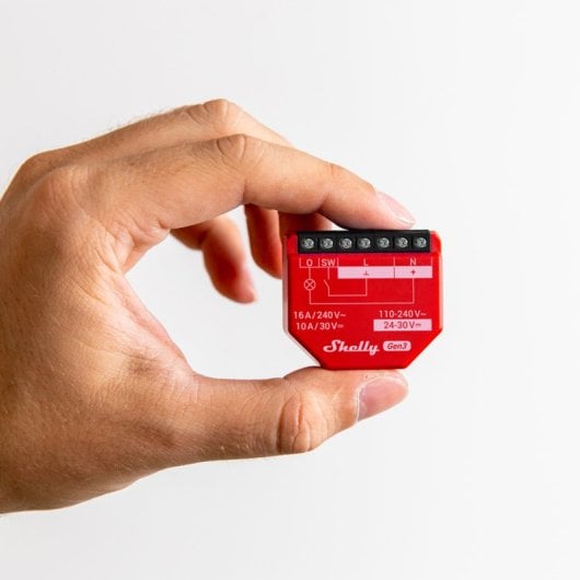 Interruptor inteligente Shelly Bluetooth 30m/2.4GHz Wi-Fi 16A Rojo Montaje en Pared