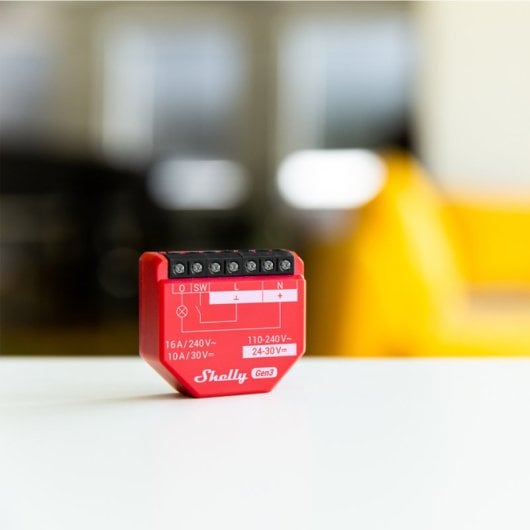 Interruptor inteligente Shelly Bluetooth 30m/2.4GHz Wi-Fi 16A Rojo Montaje en Pared