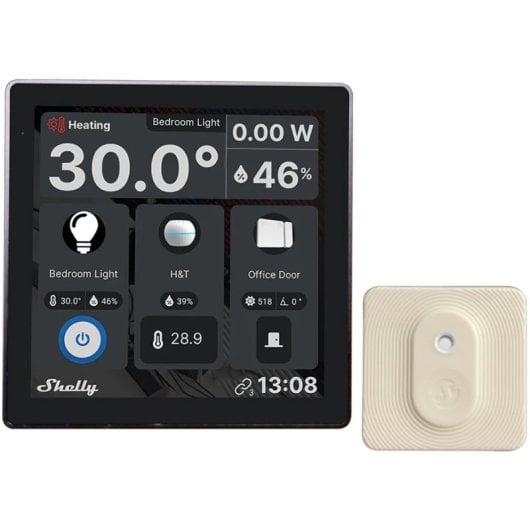 Shelly Wall Display Branco + Azul H&T Marfim Ecrã de controlo e sensor de temperatura e humidade