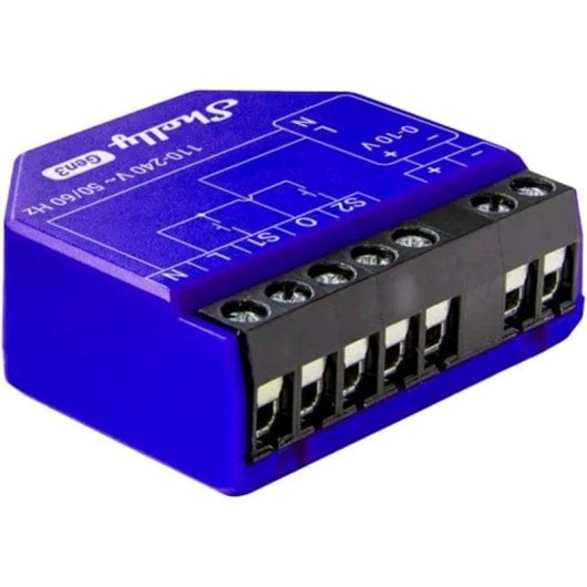 Relais Wi-Fi Shelly Dimmer 0/1-10V PM Gen3 Wi-Fi Bluetooth Contrôle de l’éclairage, volets et ventilation, Suivi de l’énergie, Programmation intelligente