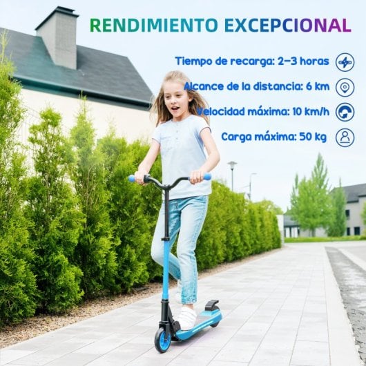 Sportnow Patinete Eléctrico Plegable Motor 120 W Autonomía 6 Km Max 10 Km/h Azul