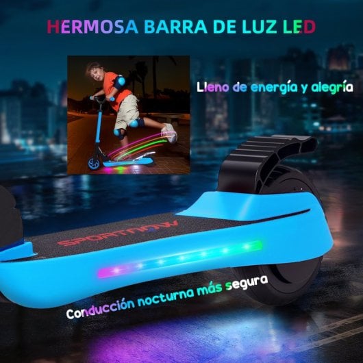 Sportnow Patinete Eléctrico Plegable Motor 120 W Autonomía 6 Km Max 10 Km/h Azul