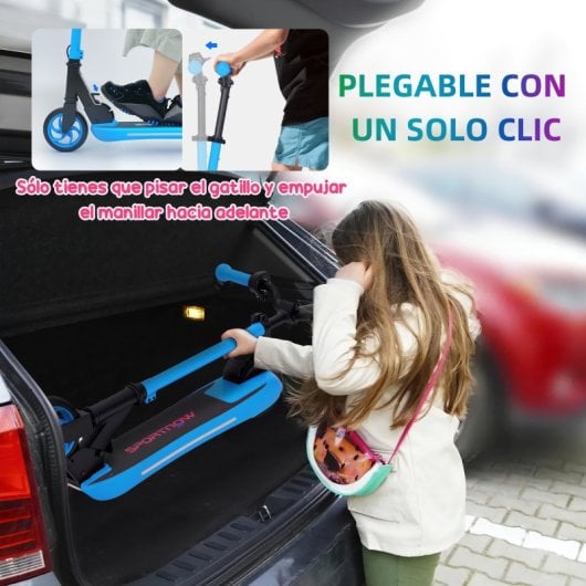 Sportnow Patinete Eléctrico Plegable Motor 120 W Autonomía 6 Km Max 10 Km/h Azul