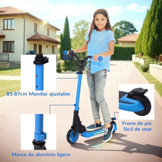Sportnow Patinete Eléctrico Plegable Motor 120 W Autonomía 6 Km Max 10 Km/h Azul