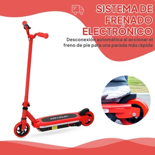 Aiyaplay Patinete Eléctrico Para Niños De 6-14 Años Max. 10 Km/h Rojo